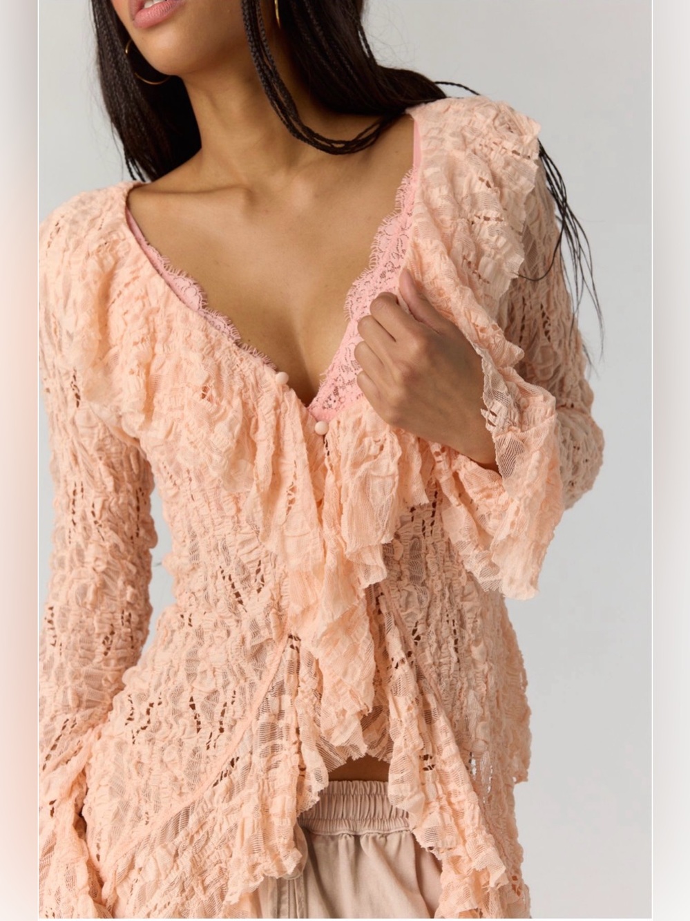 Free People Laney Cardi in Papaya - Size Medium NWT - Picture 4 of 5